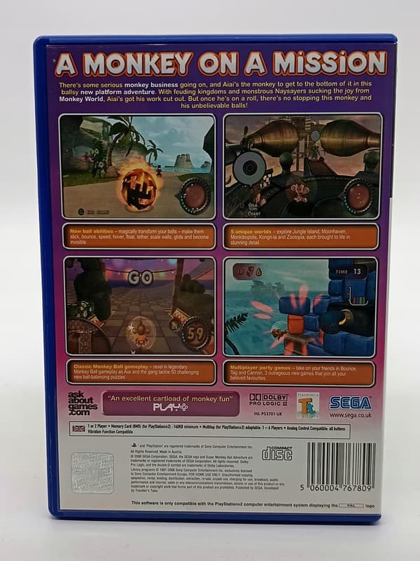 PS2 game: SUPER MONKEY BALL ADVENTURE for Sony PlayStation 2 (PS2)