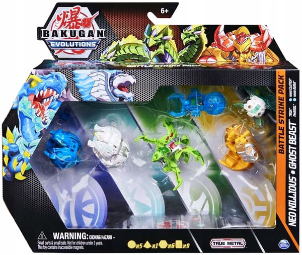BAKUGAN EVOLUTIONS BATTLE STRIKE PACK: 6 FIGURES + Neo Nillious Ghost Beast