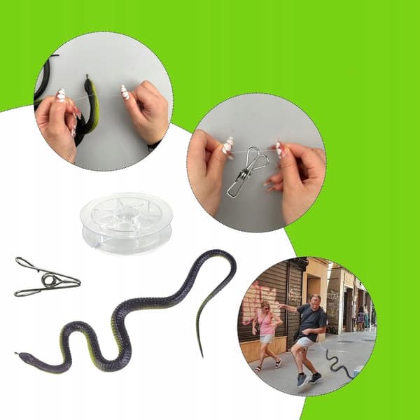MOVABLE REALISTIC SNAKE FIGURINES, 112 CM, FOR PRANKS – 2-PACK, PLASTIC