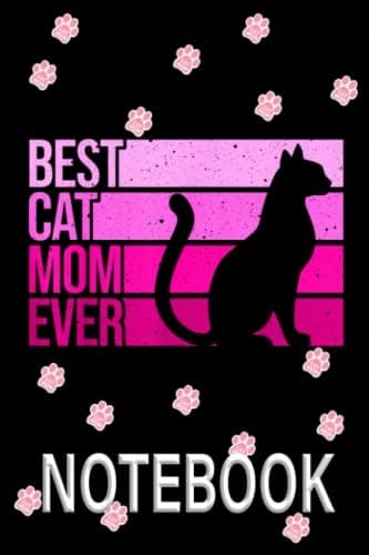 6"x9" Notebook with 120 Lined Pages: Women’s ‘Best Cat Mum Ever’ Notebook – Black