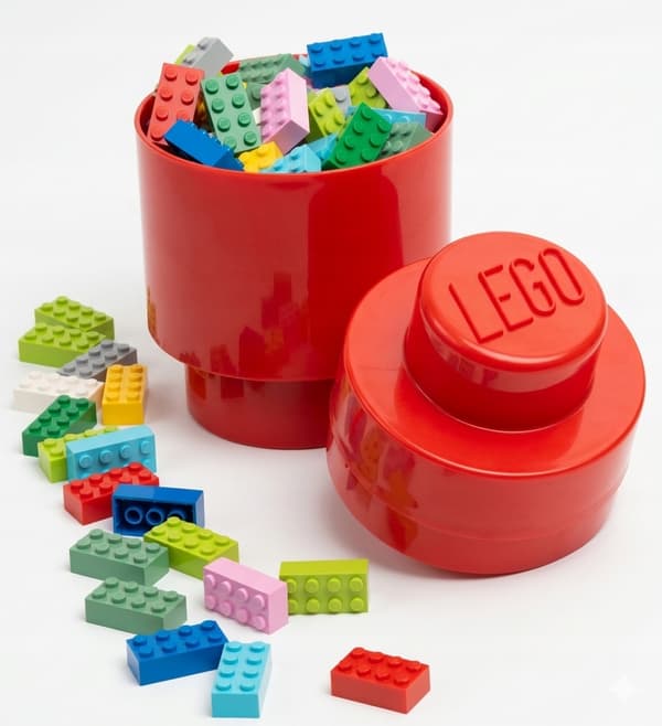 ROUND ORGANISER – DARK GREEN LEGO BRICK STORAGE CONTAINER, 2 pieces