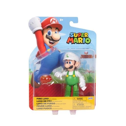 JAKKS Pacific Super Mario FIRE LUIGI Figure with a fireball
