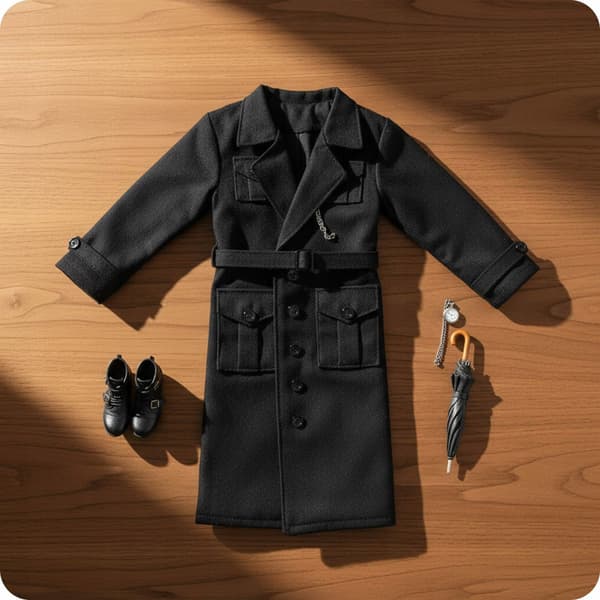1/6 scale outerwear Coat Hip belt Black outerwear for dolls Coat