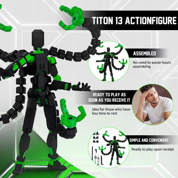 PLUSHCEWT T13 Action Figure with Interchangeable Limbs and Accessories