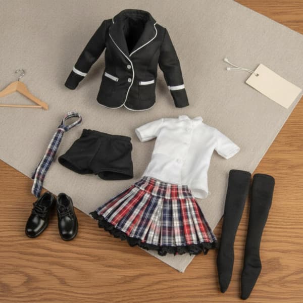 1/6 Girls’ school uniform Fitted checked school uniform White