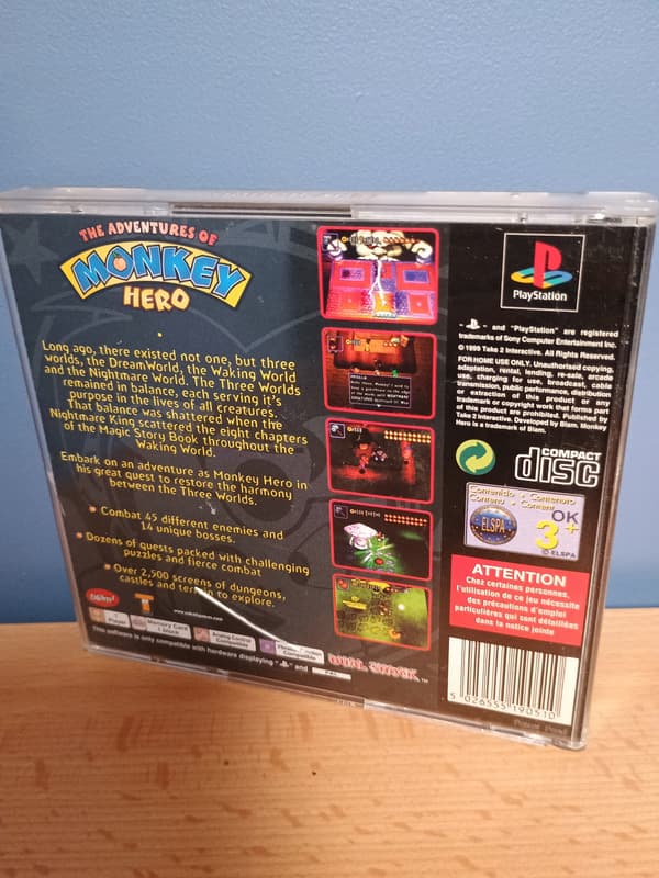 MONKEY HERO game for Sony PlayStation (PSX), English version, complete set