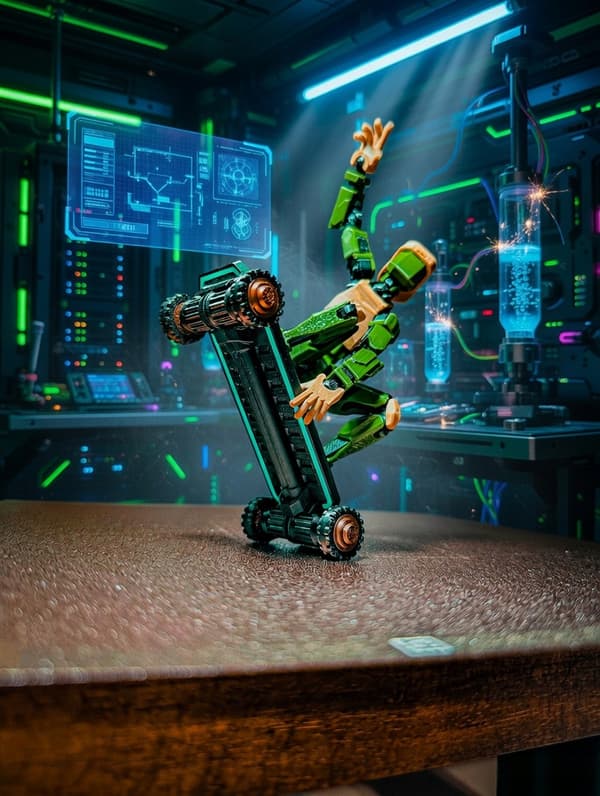 3D figurine – Articulated figure on a hoverboard: Dummy 13