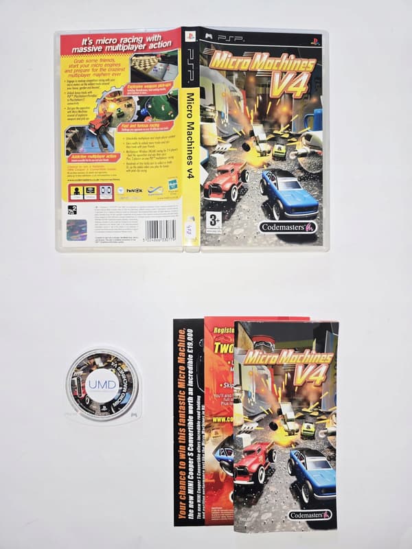 MICRO MACHINES V4, IN EXCELLENT CONDITION, SONY PSP 3XA