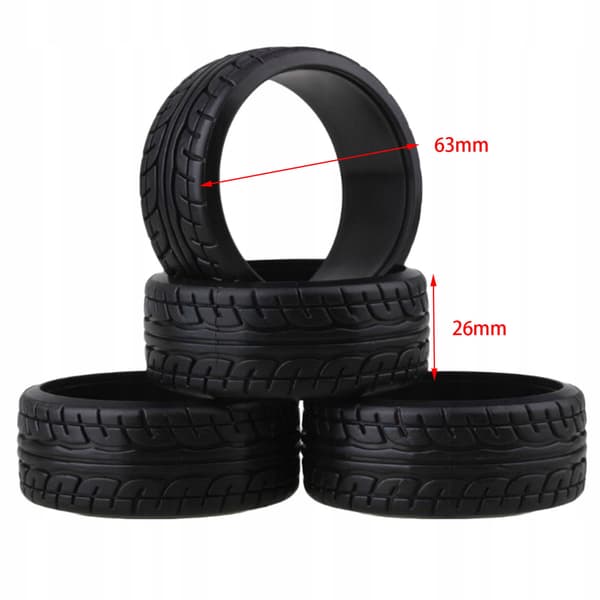4 x 1/10 RC Drifting All-Purpose Tyres, 63mm, 1/10 RC Drift Wheels, C