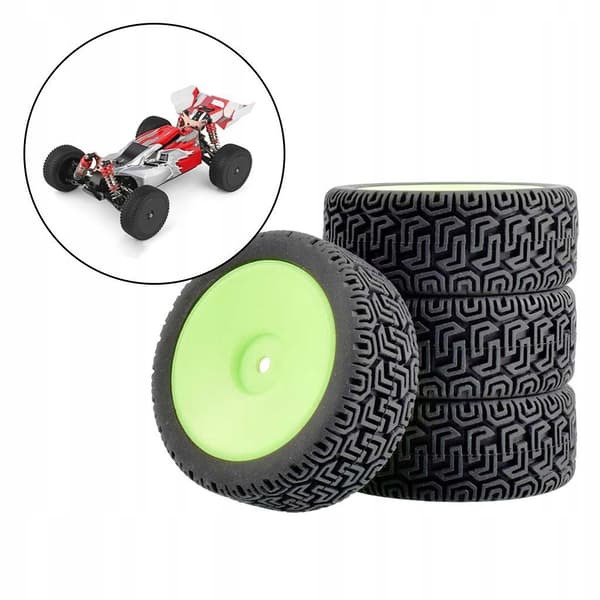 4 RC car tyres Rubber tyres Remote-control car Replacement tyres Green