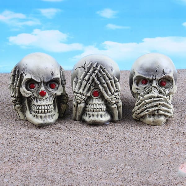 See No Evil, Hear No Evil, Speak No Evil – Stacked Tower Gothic Tabletop Decor