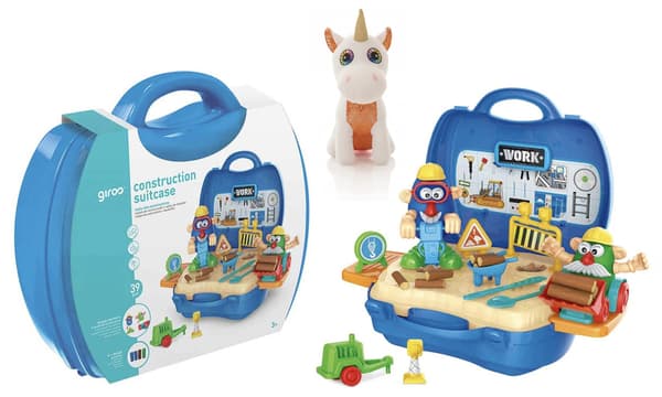 Construction Site SET with ACCESSORIES in a CHEST – 39 Pieces, CASE + MASCOT