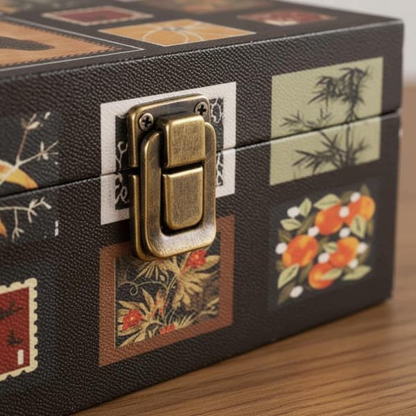 Retro Plaid wooden storage box a