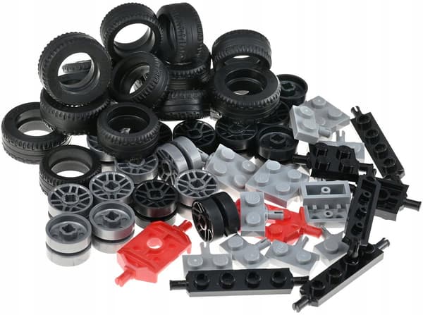 LEGO wheels, tyres, axles – 52 pieces – NEW car wheels – BULK PACK