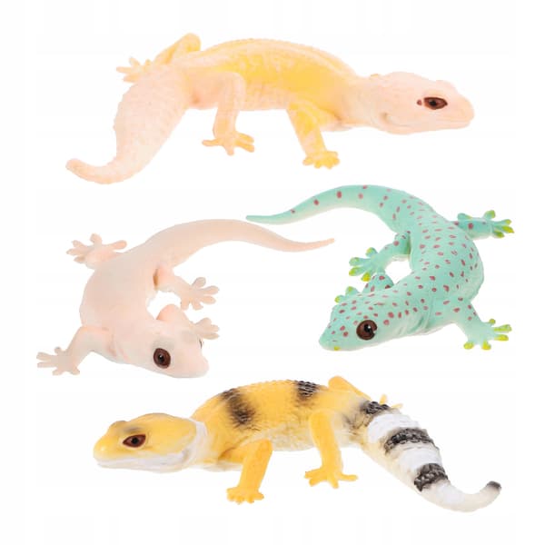 4 REALISTIC PLASTIC GECKO FIGURINES FOR LEARNING AND PLAY
