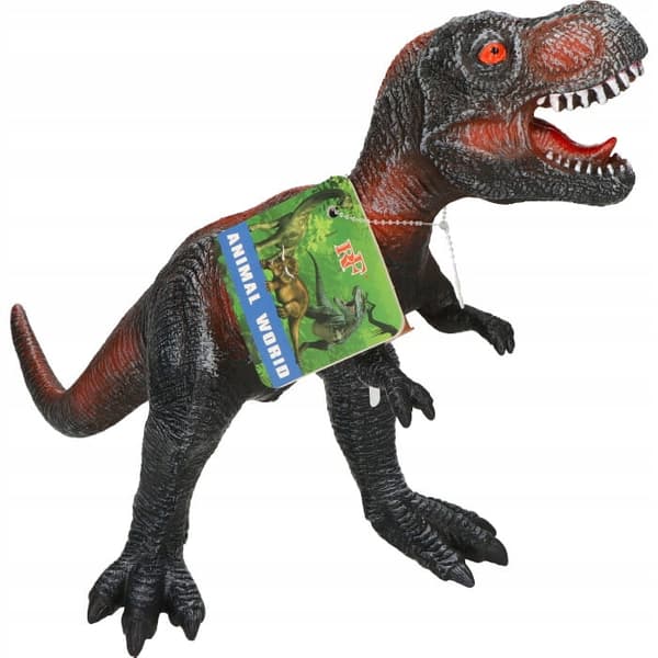 XL RUBBER DINOSAUR WITH SOUND, 44CM, GREY
