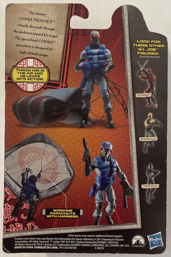 Cobra Trooper (Parachute) action figure from the G.I. Joe (Retaliation) range