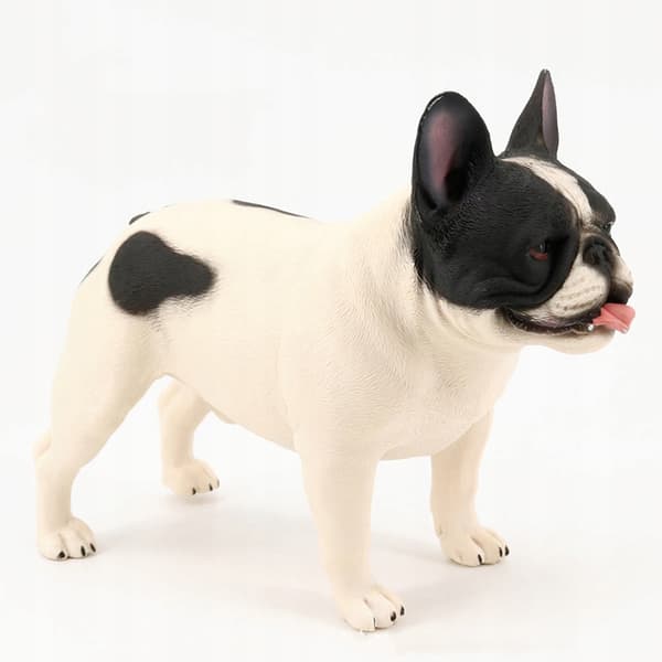 DECORATIVE PLASTIC BULLDOG FIGURINE, WHITE