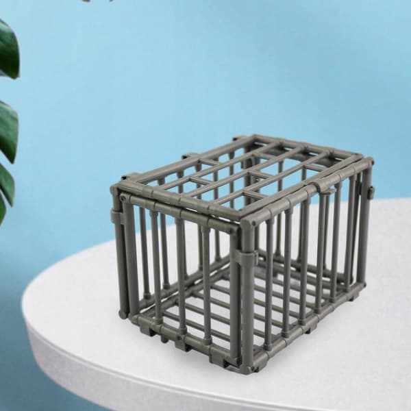Handmade Cage Model Toy Clip-on – 1 piece, 1:6 scale, creative silver model