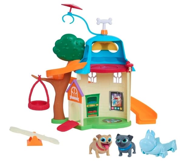 BINGO AND ROLLY'S TWO-STOREY PLAYHOUSE WITH 2 MOVABLE FIGURES AND INTERACTIVE FEATURES