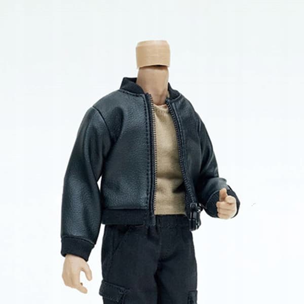 1/12 PU Leather Jacket – Handmade Retro 1/12 Scale Figure Stand-up Collar Jacket