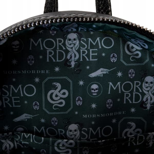 Black rucksack featuring a Death Eater and decorative motifs, leather-effect, Harry Potter