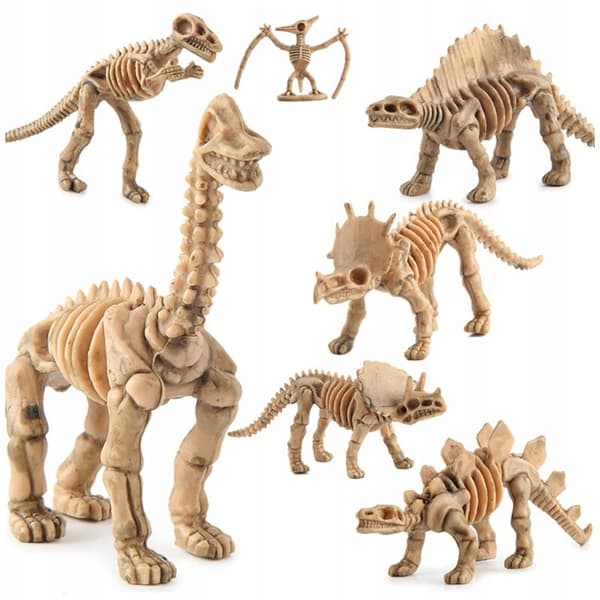 Set of 12 plastic dinosaur skeletons