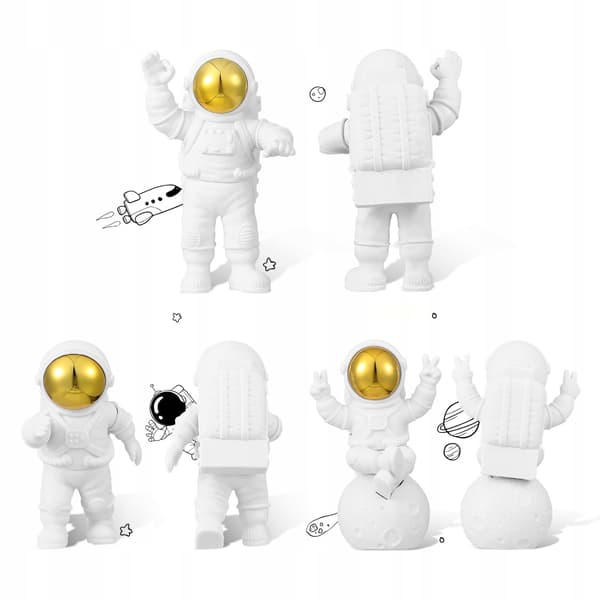 3 ASTRONAUT FIGURINES – DECORATIONS FOR SHELVES AND OFFICES