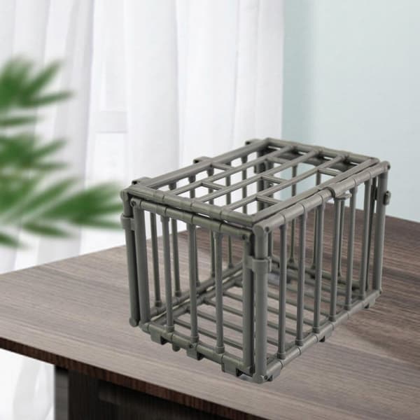 Handmade Cage Model Toy Clip-on – 1 piece, 1:6 scale, creative silver model