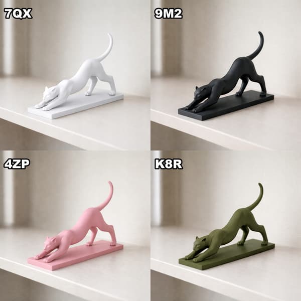 STRETCHING PANTHER FIGURINE ON A BASE – DECORATIVE, MULTICOLOURED