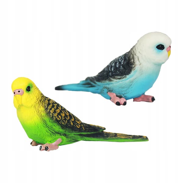 2 COLOURFUL SMALL PARROT FIGURINES – DECORATIONS FOR THE HOME AND OFFICE