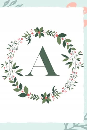 Monogram Notebook: Green light Monogram Initial Letter A with green Flora