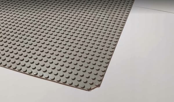 109x1b. LEGO 4186 thin 48x48 tile, thin grey (old US), DAMAGED