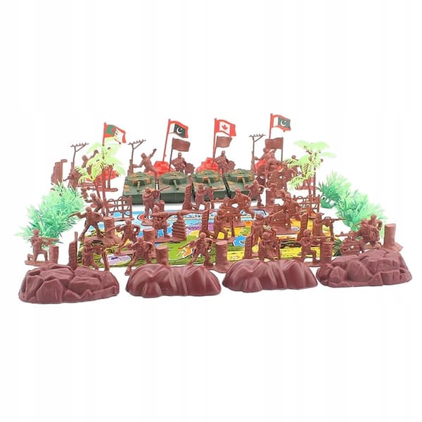 52x Soldier Figures / 4 Red Flags Play Set