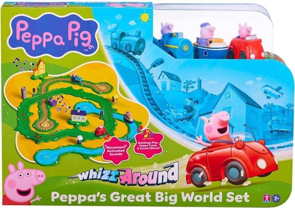 Peppa Pig Train Set, Race Track, Figures, Peppa’s Red Car, Sounds