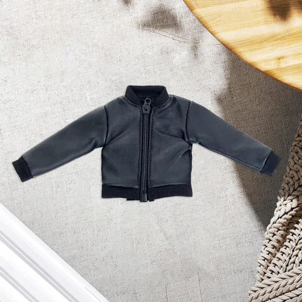 1/12 PU Leather Jacket – Handmade Retro 1/12 Scale Figure Stand-up Collar Jacket