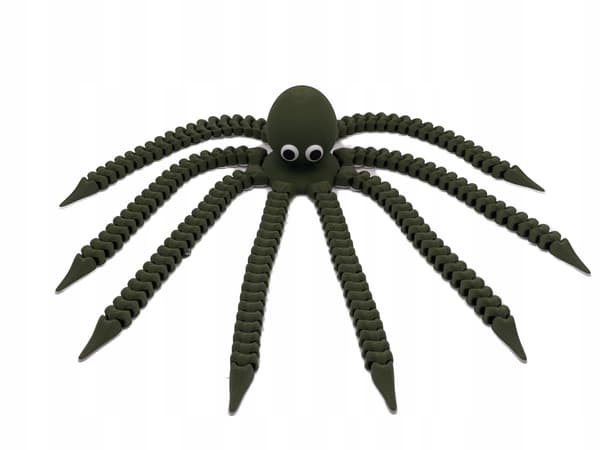 3D moving octopus – bottle figurine, green, 17 cm tentacles
