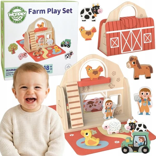 WOODEN FOLDABLE TOY FARM IN A SUITCASE