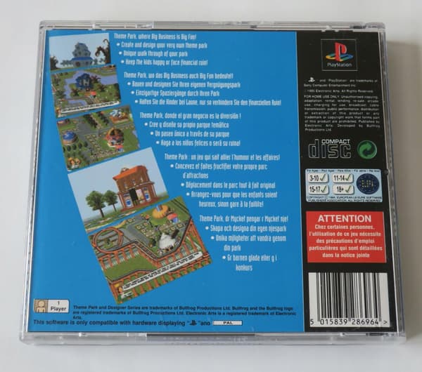 PS1 GAME: THEME PARK FOR PLAYSTATION 1 (PSX)
