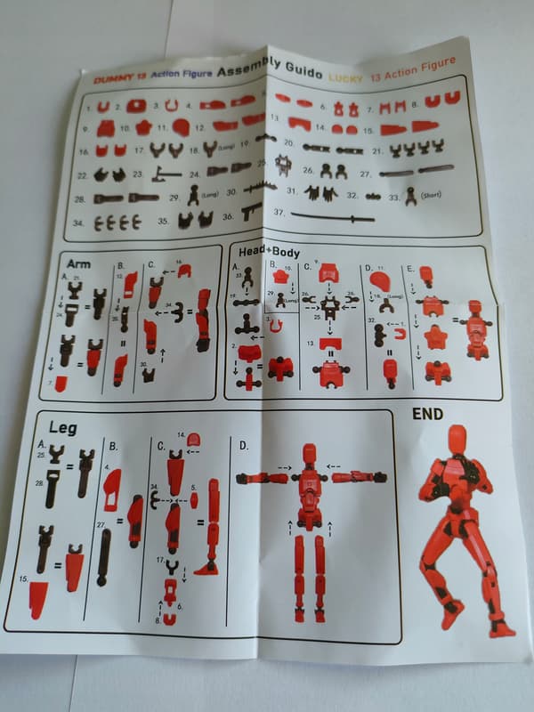 3D Foldable Robot Figurine – Red Gift Toy – Stickman