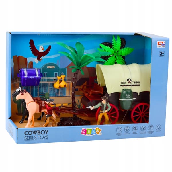 FOR CHILDREN: COWBOY SET, FIGURES, WAGON AND ACCESSORIES
