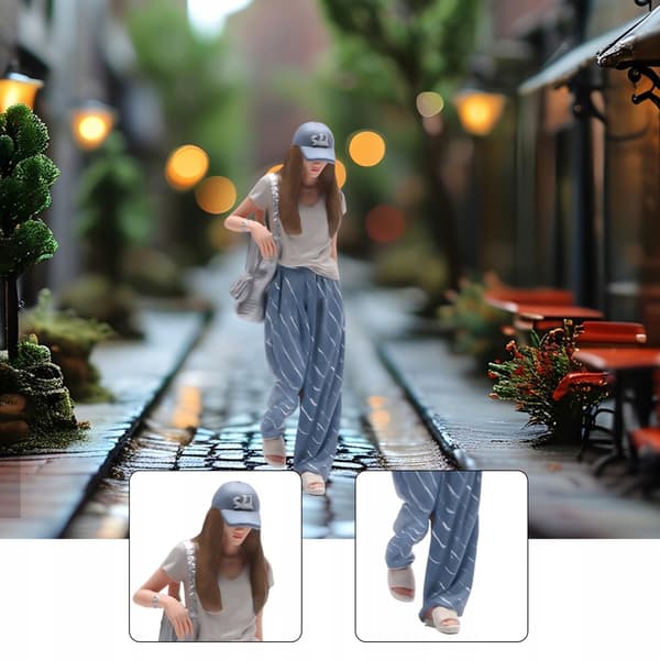 1:24 Long-haired girl Model Tiny People Model Diorama 3D scenery Figure