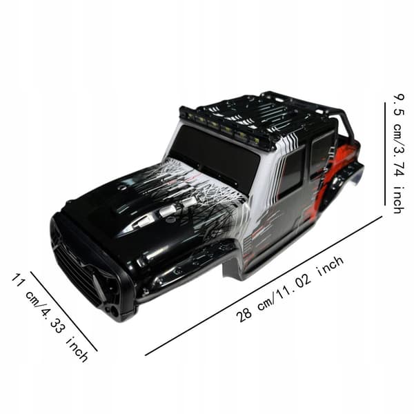 1/14 Scale RC Car Body Shell – DIY Modification – Black and Red Remote Control