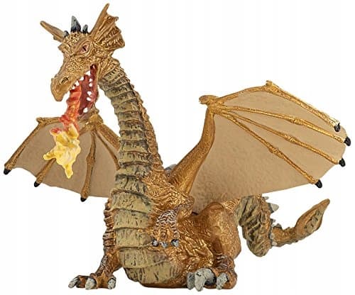 PAPO GOLDEN WINGED DRAGON FIGURINE WITH A FLAME