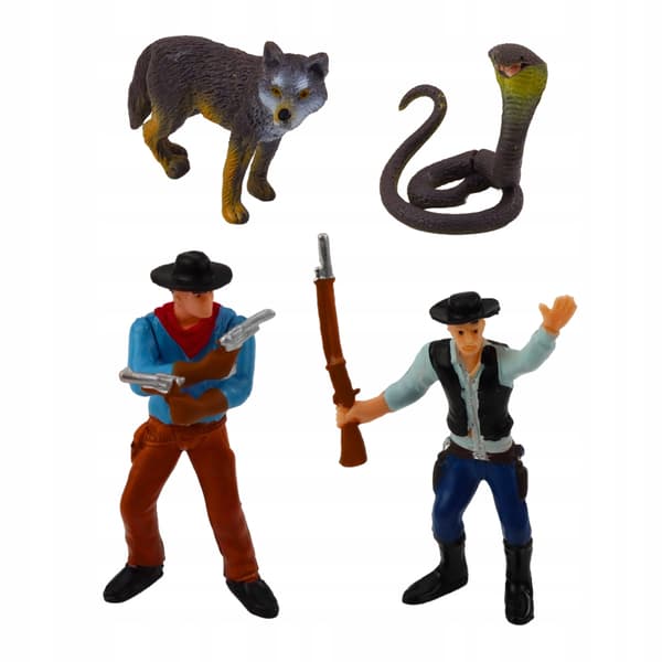 WILD WEST COWBOY SET: FIGURES, CANNON, ACCESSORIES, BOAT, WEAPONS