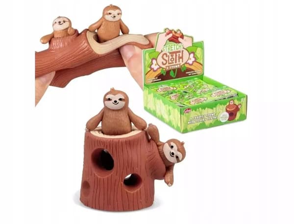 Stretchy sloths with a tree trunk.