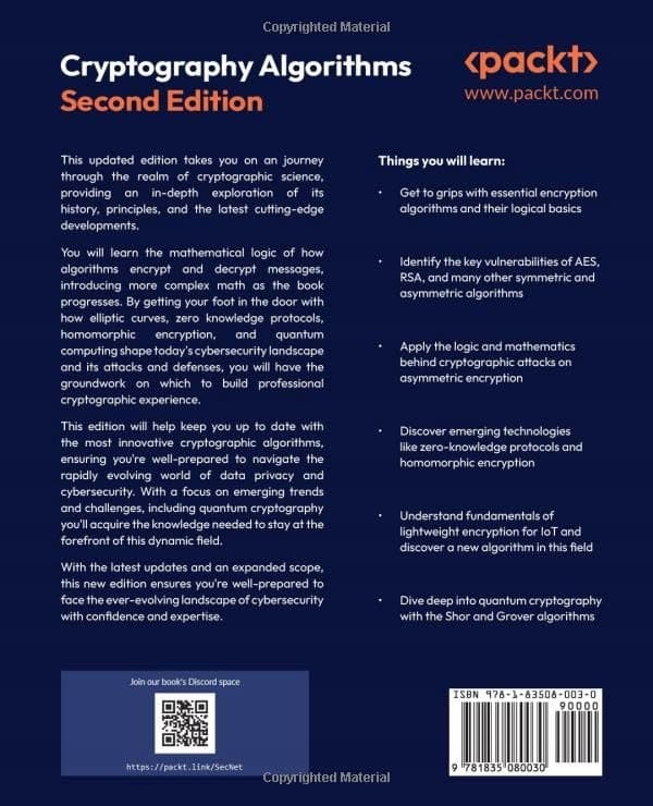 Bertaccini, Massimo *Cryptography Algorithms: Explore New Algorithms in Zero*