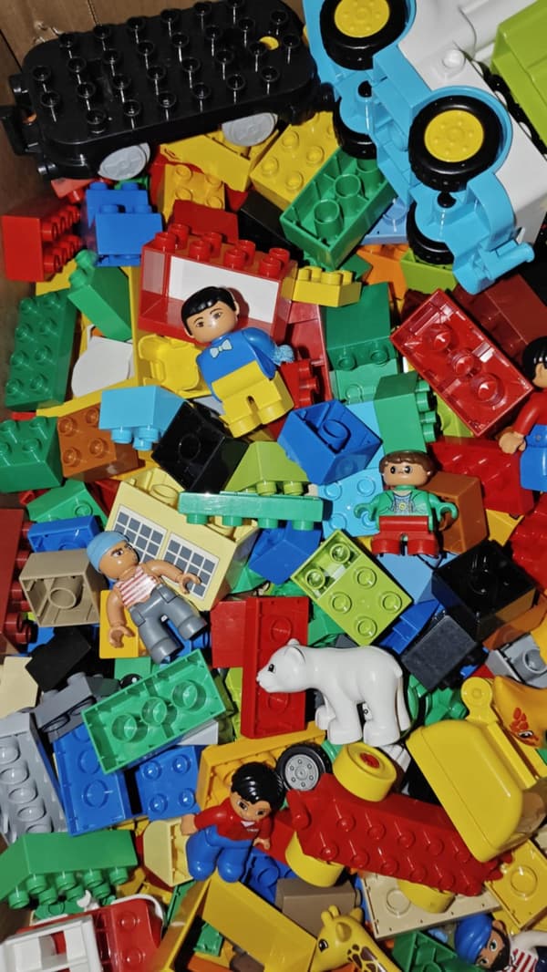 LEGO DUPLO BRICKS: 1 KG OF RANDOMLY SELECTED BRICKS + 2 MINIFIGURES