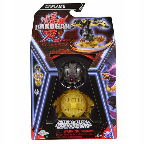 BAKUGAN SPECIAL ATTACK FLAME SPINING COLOURFUL ACTION FIGURE SET + CARDS