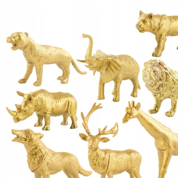 Zoo Animal Figures Simulation Model Figurines: Deer, Lion, Giraffe (8-piece set)